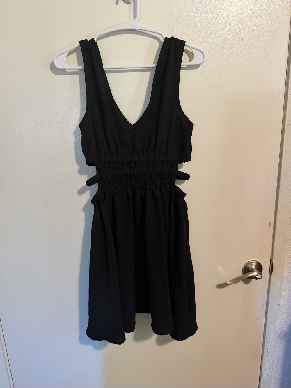 Inspired Hearts Black V-Neck Smocked Waist Midi Dress